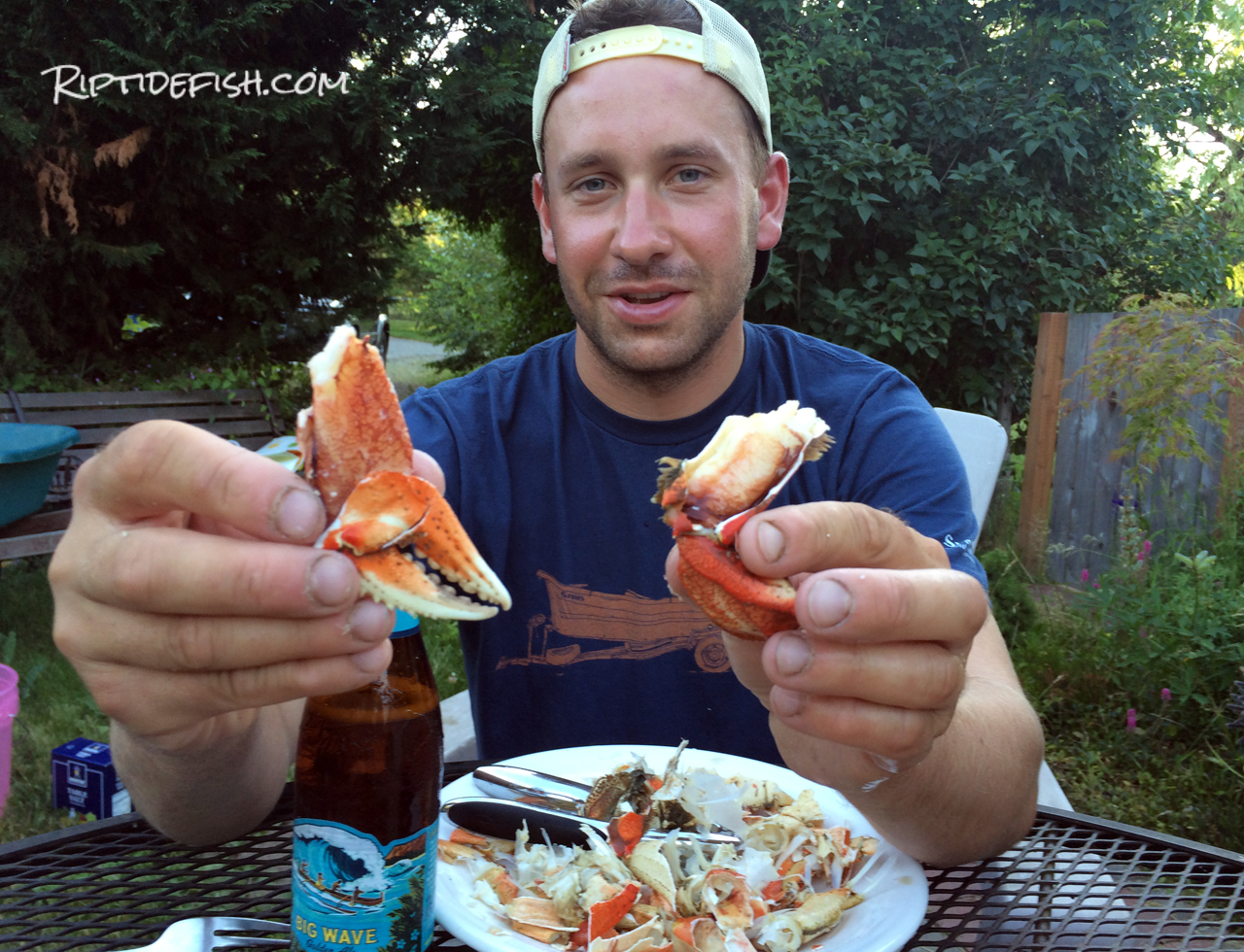 My favorite way to eat Dungeness Crab is with nothing more than a cold brew and a dish of melted butter for dipping!